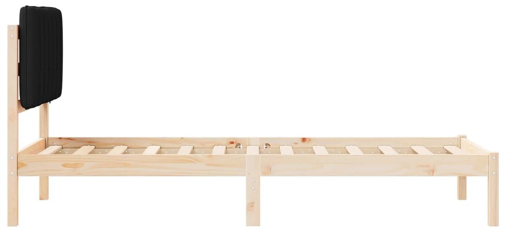 vidaXL Σκελετός Κρεβατιού με Επενδεδυμένο Κεφαλάρι Μαύρο 75 x 190 cm