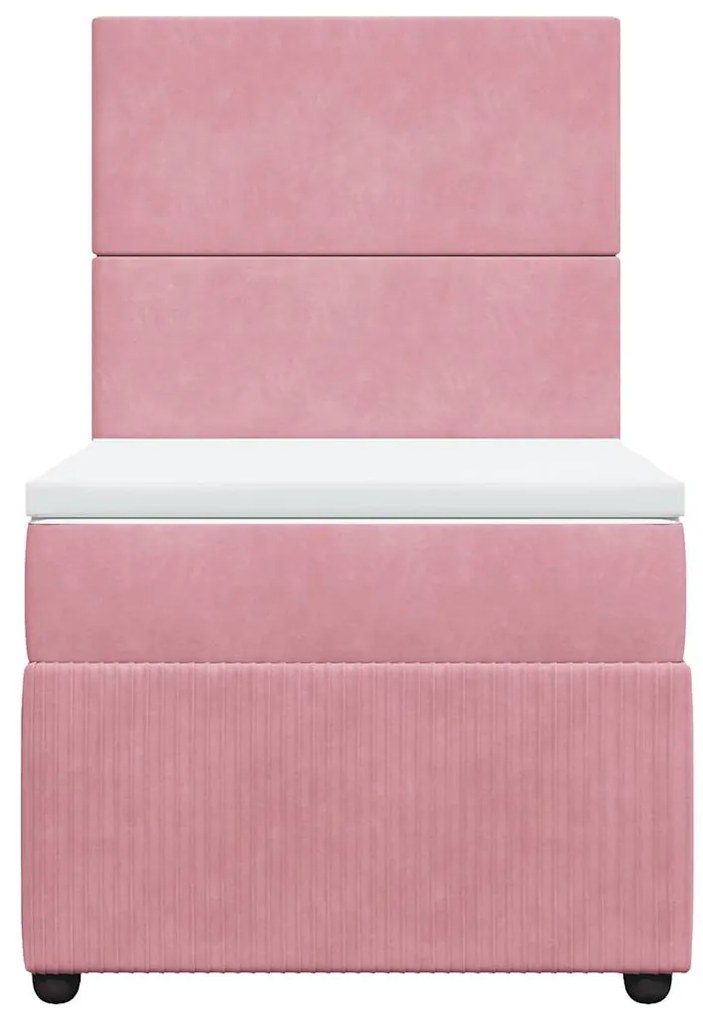 vidaXL Κρεβάτι Boxspring με Στρώμα Ροζ 100x200 εκ. Βελούδινο
