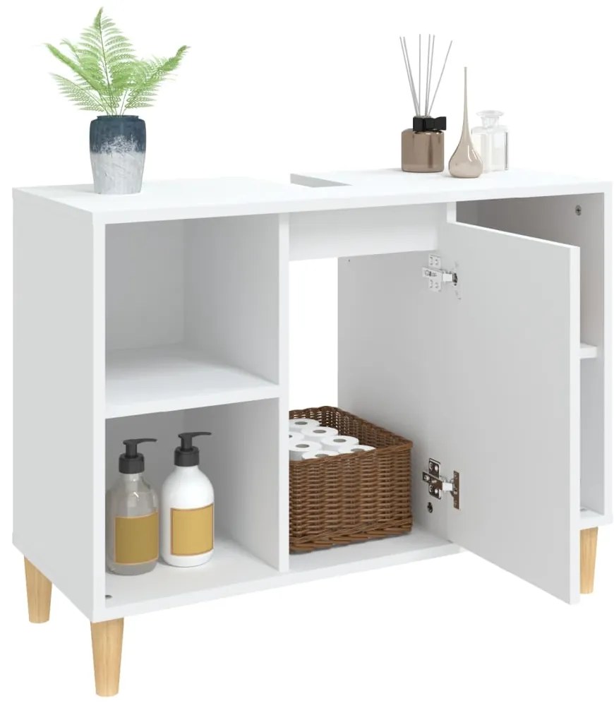 vidaXL Ντουλάπι Νιπτήρα Λευκό 80 x 33 x 60 εκ. Επεξεργασμένο Ξύλο