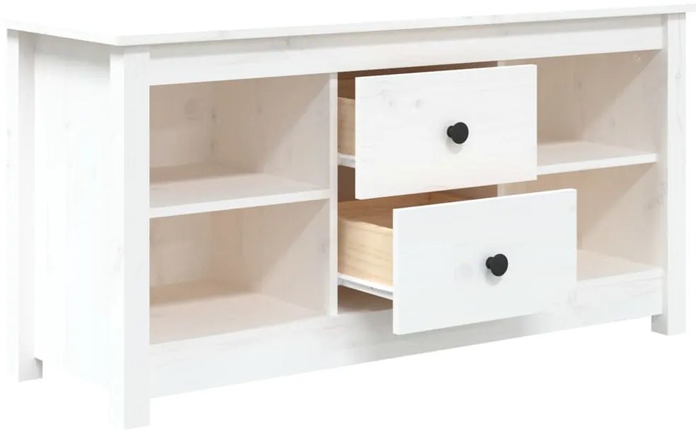 vidaXL Έπιπλο Τηλεόρασης Λευκό 103x36,5x52 εκ. από Μασίφ Ξύλο Πεύκου