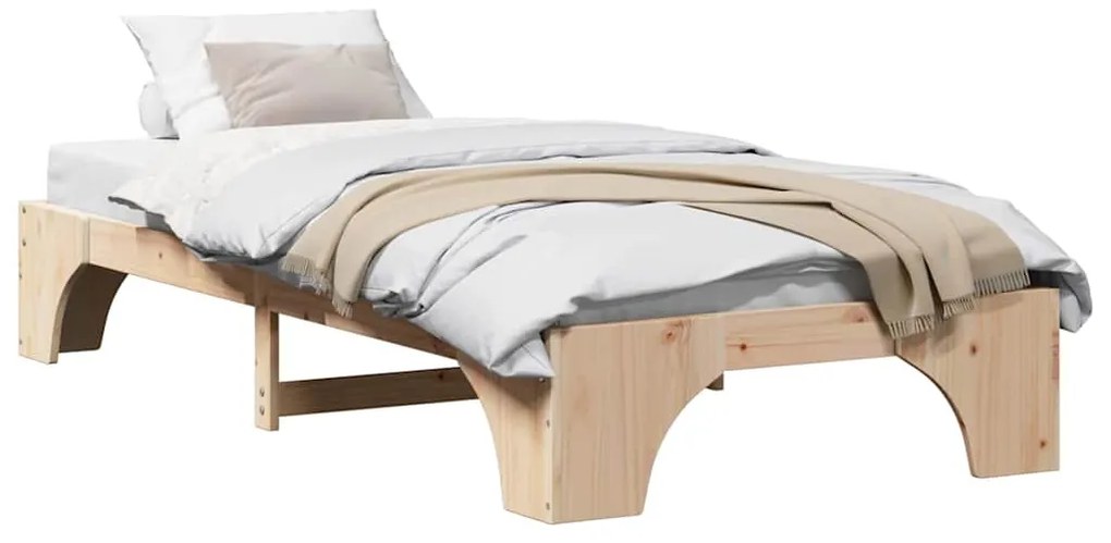 vidaXL Σκελετός Κρεβατιού Φυσικό 75 x 190 cm Στερεά ξυλεία πεύκου