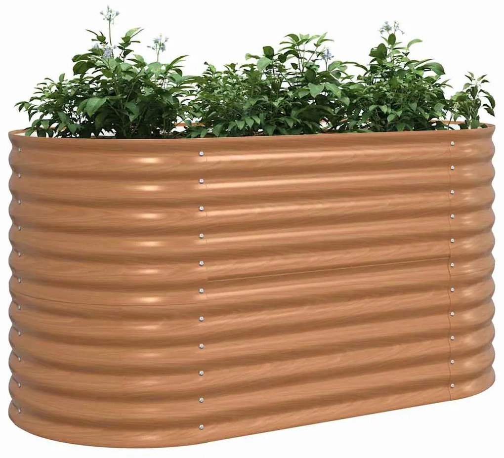 vidaXL Υπερυψωμένη Ζαρντινιέρα Καφέ 160 x 80 x 81 cm Ατσάλι