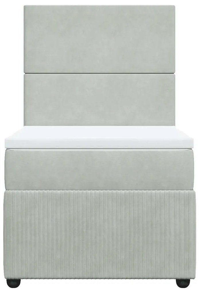 vidaXL Κρεβάτι Boxspring με Στρώμα Ανοιχτό Γκρι 90x190 εκ. Βελούδινο