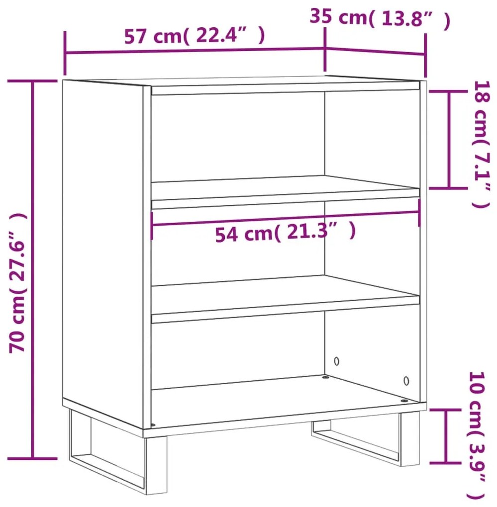 Ραφιέρα Λευκή 57 x 35 x 70 εκ. από Επεξεργασμένο Ξύλο - Λευκό