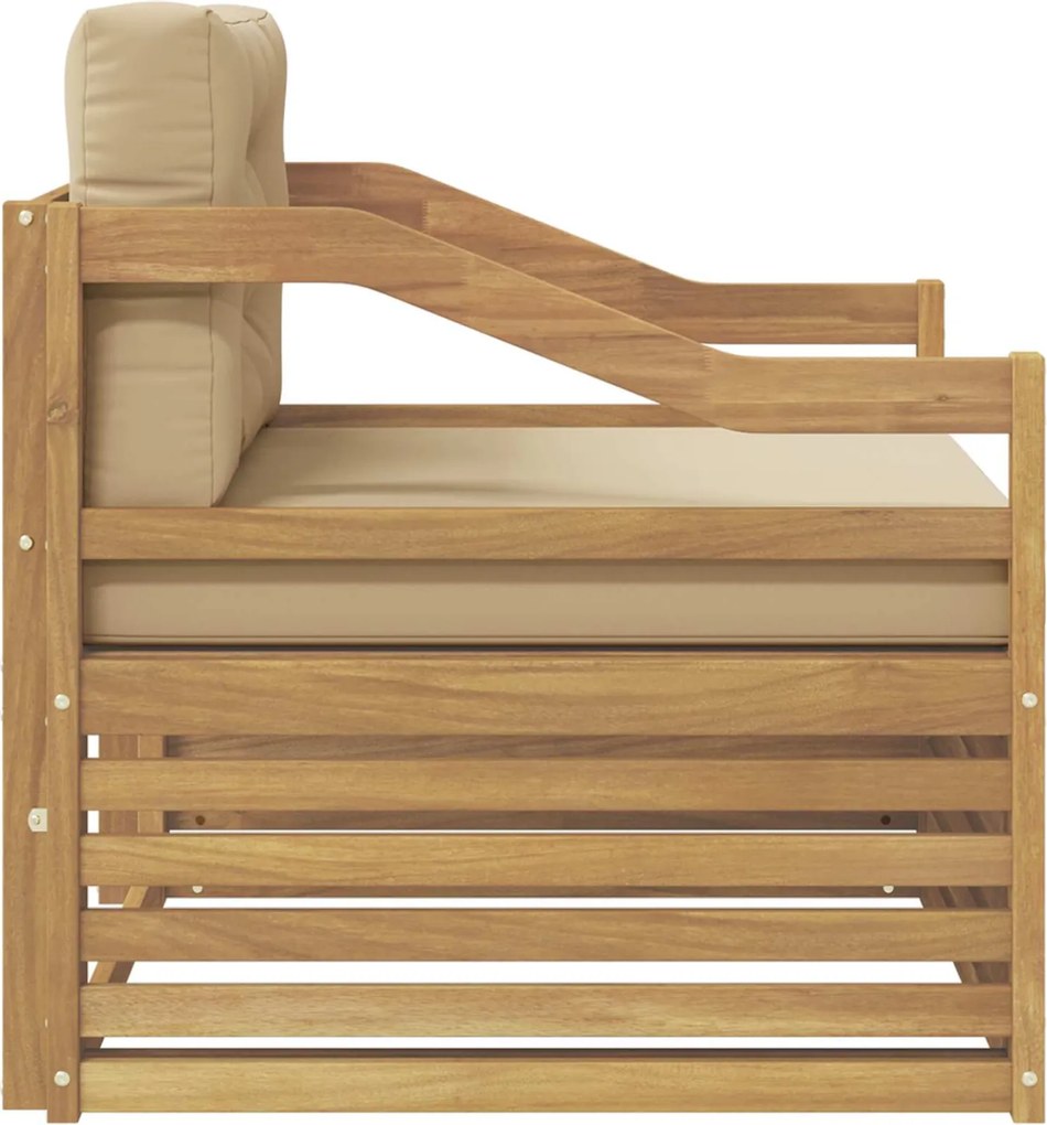 vidaXL Εξωτερικός καναπές Solid Acacia Wood Λευκό και Μπεζ