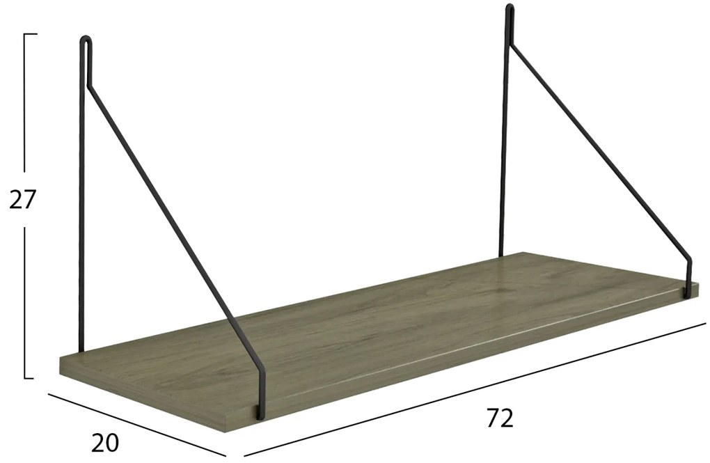Ραφι Τοίχου Agilan Μελαμίνης Olive Grey 72x20x27Y Εκ.
