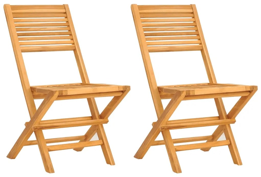 vidaXL Καρέκλες Κήπου Πτυσσόμενες 2 τεμ. 47x62x90 εκ. Μασίφ Ξύλο Teak