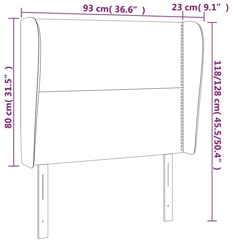 Κεφαλάρι με Πτερύγια Σκούρο Γκρι 93 x 23 x 118/128εκ.Υφασμάτινο 3117799