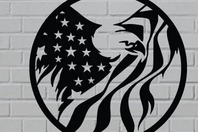 Intra απο ξύλο plywood 3mm-4mm πάχος – Patriotic Eagle American Flag Cut Laser Δίασταση  20x20 cm INTRAFABR-120520618