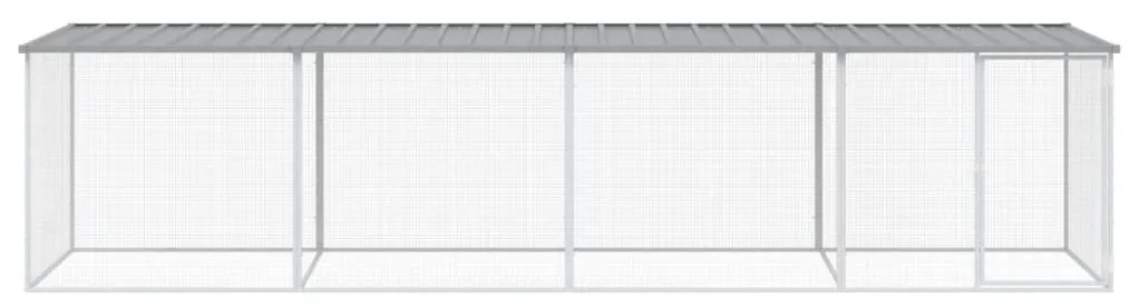 vidaXL Κοτέτσι - Κλουβί με Στέγη Αν. Γκρι 403x98x90 εκ. Γαλβαν. Ατσάλι