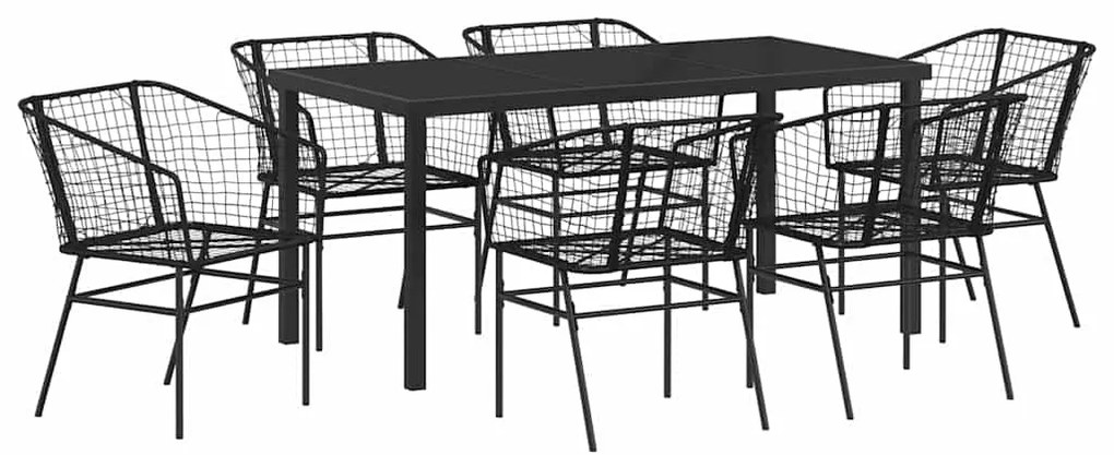 vidaXL Σέτ φαγητού για κήπο 7 pcs Μαύρο συνθετικό ρατάν
