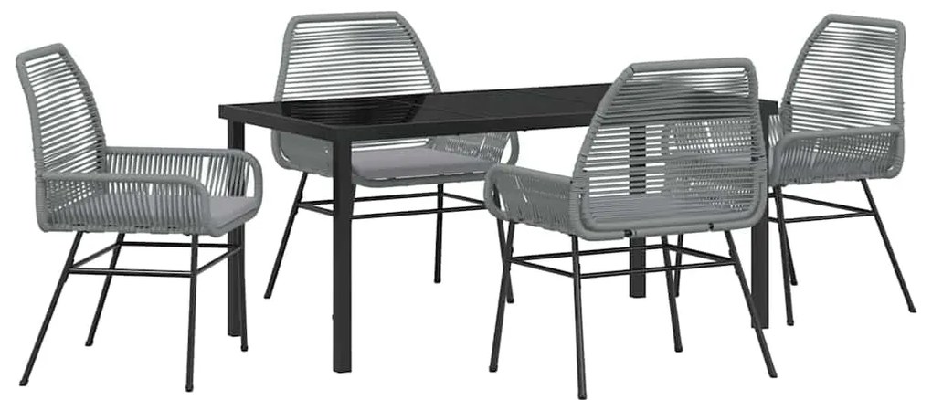 vidaXL Σέτ φαγητού για κήπο 5 pcs Γκρι συνθετικό ρατάν