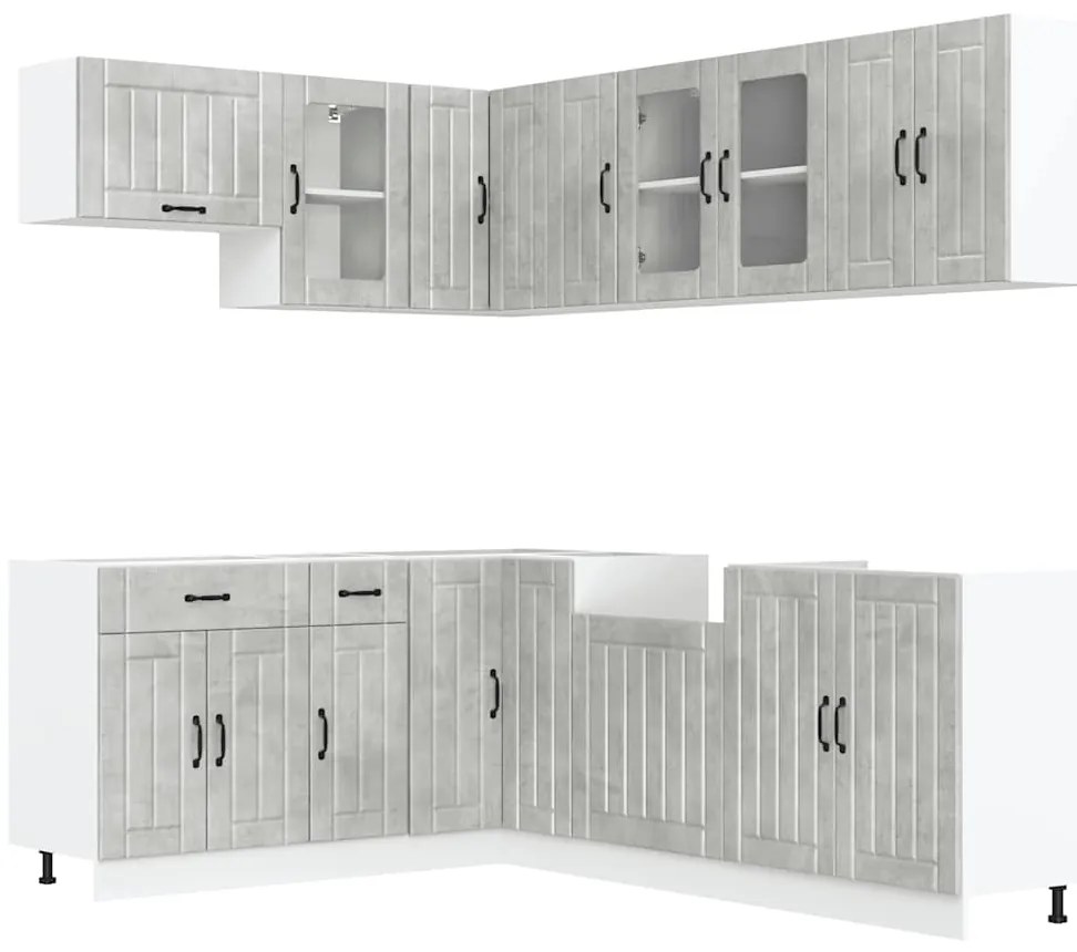 vidaXL Σετ Ντουλάπια Κουζίνας 11 τεμ. Lucca Γκρι Σκυροδ. Επεξ. Ξύλο