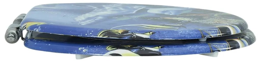 vidaXL Κάλυμμα Λεκάνης με Καπάκι Soft Close Σχέδιο Δελφίνια από MDF