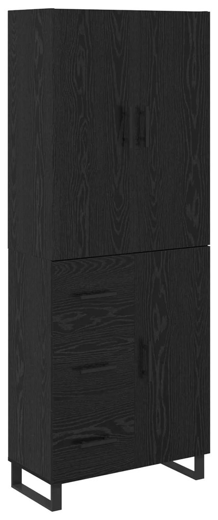 vidaXL Highboard με συρτάρι 2 pcs Μαύρη Οξυά Σύνθετο Ξύλο και Γυαλί