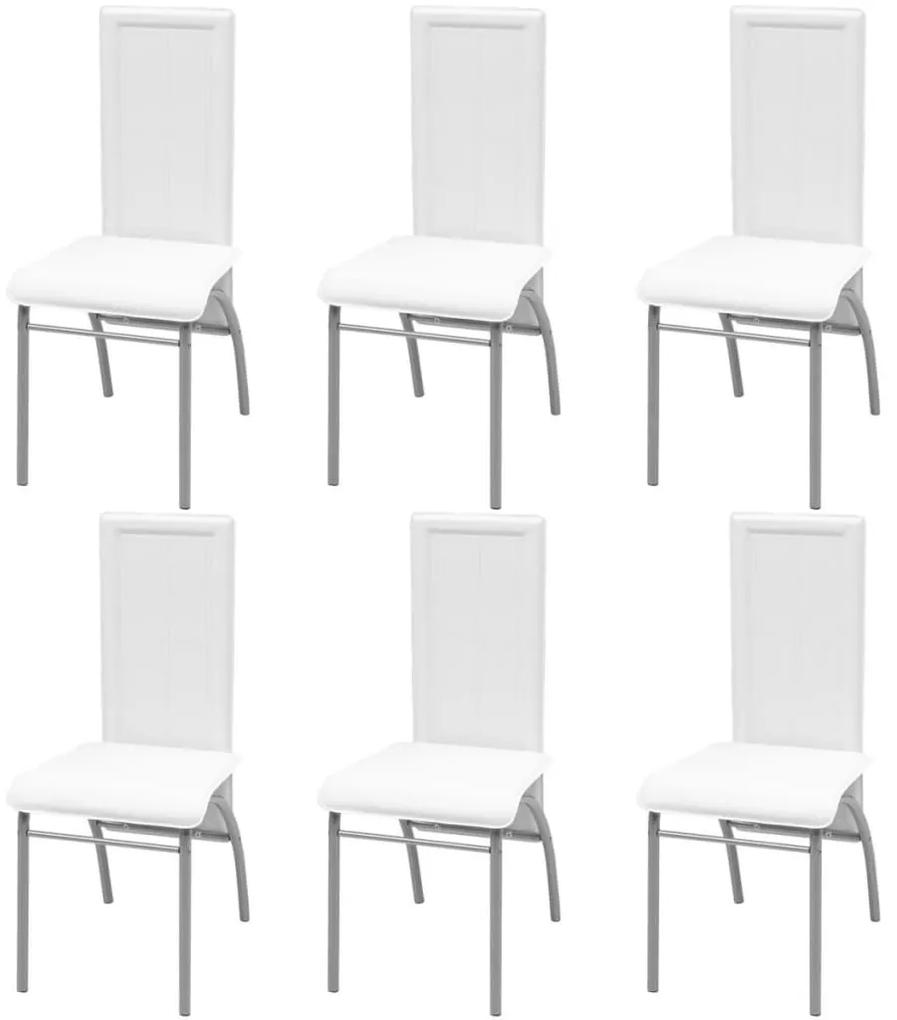 Καρέκλες Τραπεζαρίας 6 τεμ. Λευκές από Συνθετικό Δέρμα - Λευκό