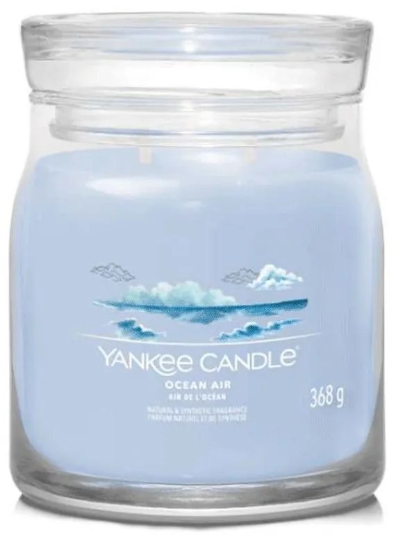 Αρωματικό Κερί Ocean Air Medium 1630018E 9,3x11,4cm Light Blue Yankee Candle Κερί,Γυαλί