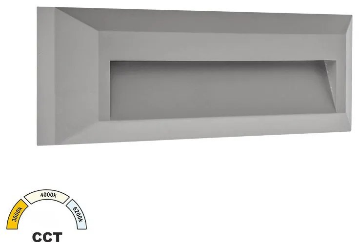 Adeleq Φωτιστικό LED PC Επίτοιχο Εμμέσου Φωτισμού Ορθογώνιο 2W CCT IP65 Γκρι 3-97568