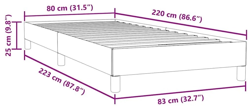 Κρεβάτι Boxspring χωρίς Στρώμα Μαύρο 80x220 εκ. Βελούδινο - Μαύρο