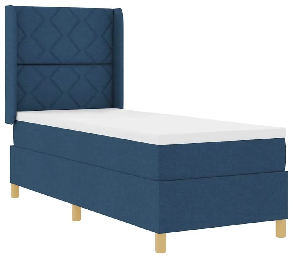 vidaXL Κρεβάτι με ελατήριο με στρώμα Μπλε 80 x 200 cm ύφασμα