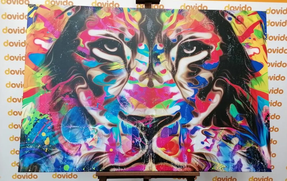 Εικόνα χρωματιστό κεφάλι λιονταριού - 60x40
