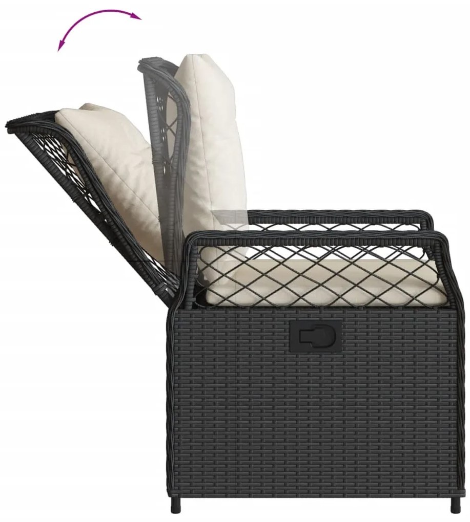 vidaXL Σετ Τραπεζαρίας Κήπου 5 Τεμαχίων Μαύρο Συνθ. Ρατάν με Μαξιλάρια