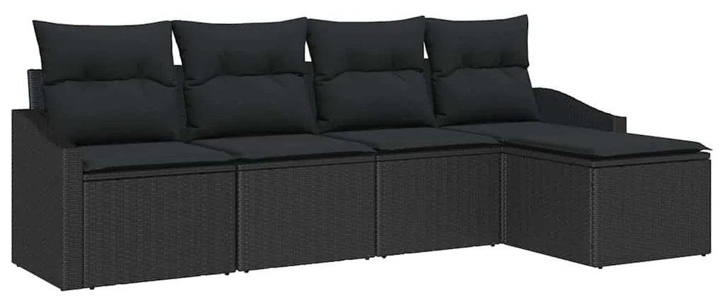 vidaXL Σετ Καναπέ Κήπου 5 pcs Μαύρο Πολυ ράταν