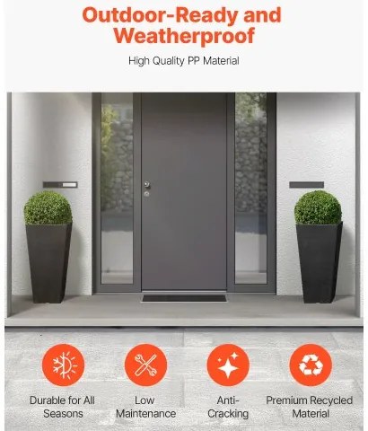 VEVOR Tall Planter Set of 2 Square Tapered Planters 22 in for Outdoor Indoor