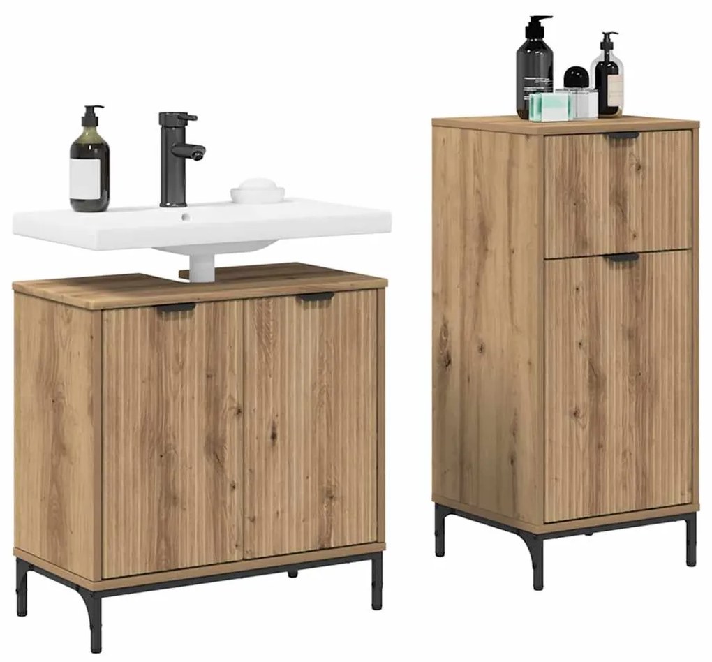 vidaXL Σετ Επίπλων Μπάνιου Καρό 2 pcs artisan δρυς 39.5 x 36 x 88 εκ