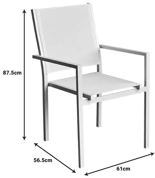 Καρέκλα κήπου Zacreta αλουμίνιο - textilene λευκό 61x56,5x87,5 εκ. 61x56.5x87.5 εκ.