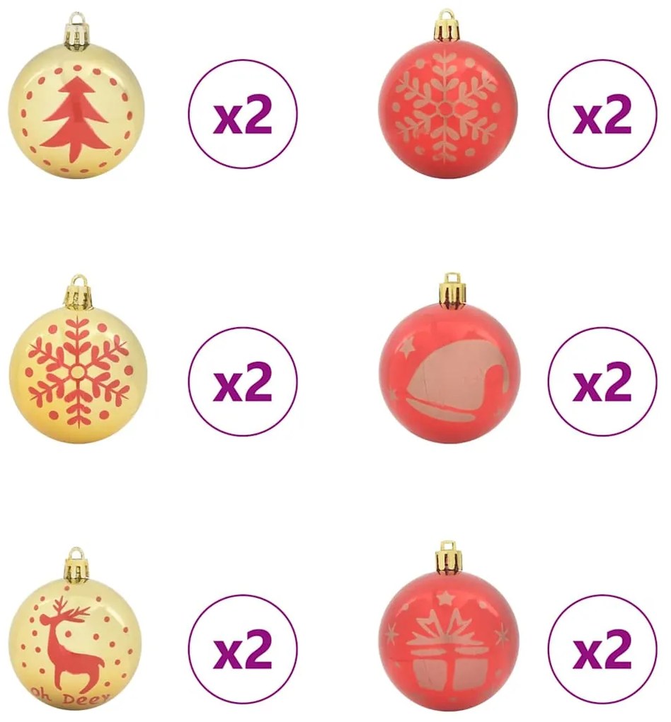 vidaXL Σετ Χριστουγεννιάτικων Στρογγυλών Μπαλίτσων 40 pcs Πλαστικό