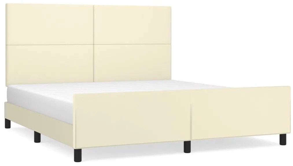 vidaXL Πλαίσιο Κρεβατιού με Κεφαλάρι Κρεμ 180x200 εκ. Συνθετικό Δέρμα