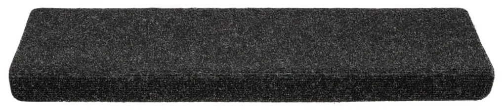 vidaXL Πατάκια Σκαλιών Αυτοκόλλητα 10 τεμ. 65x21x4 εκ. Μαύρα Ορθογώνια Άκρη