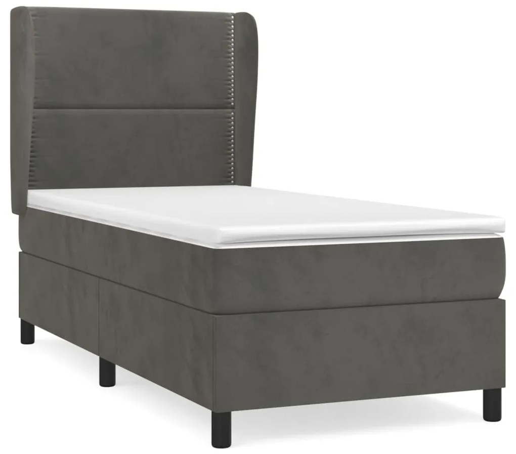 vidaXL Κρεβάτι Boxspring με Στρώμα Σκούρο Γκρι 80x200 εκ. Βελούδινο