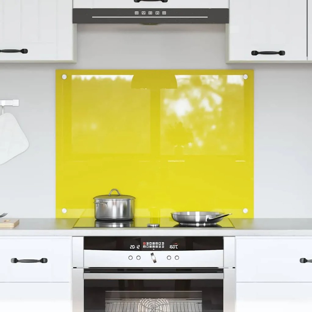 vidaXL Κουζίνα Πίσω τοίχος Κίτρινος 80x60x0,6 εκ. Σκληρυμένο γυαλί