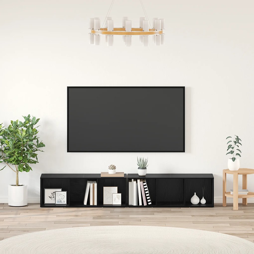 vidaXL Σετ επίπλου τηλεόρασης 2 pcs Μαύρη Οξυά 37 x 35 x 107 εκ