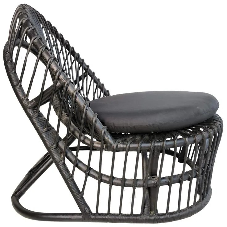 Πολυθρόνα Tromso P.E. Rattan Μαύρη με Μαύρο Μαξιλάρι 80x85x98εκ. 80x98x85 εκ.