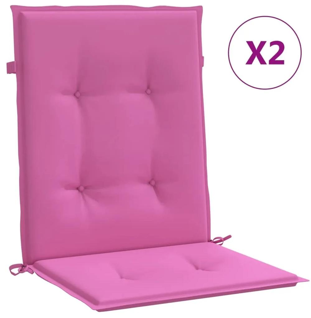 Μαξιλάρια Καρέκλας με Πλάτη 2 τεμ. Ροζ Υφασμάτινα - Ροζ