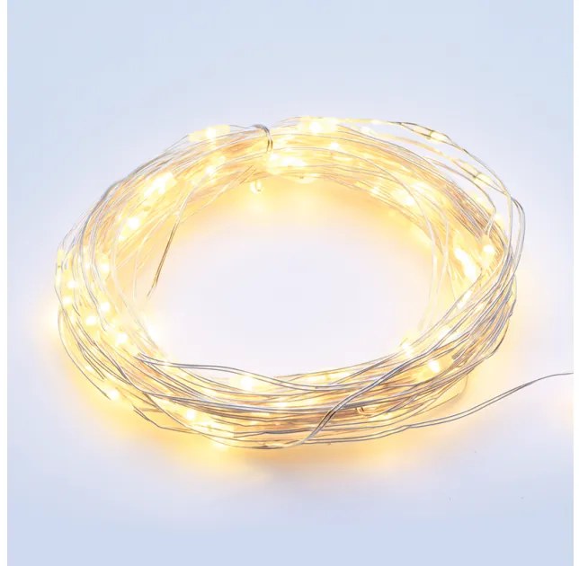 Λαμπάκια Σειρά 100 LED Θερμό Φως Ασημί Καλώδιο Χάλκινο 8 Προγράμματα IP44 10μ και 3μ 1,8W X01100112 ACA-X01100112-Ασημί X01100112