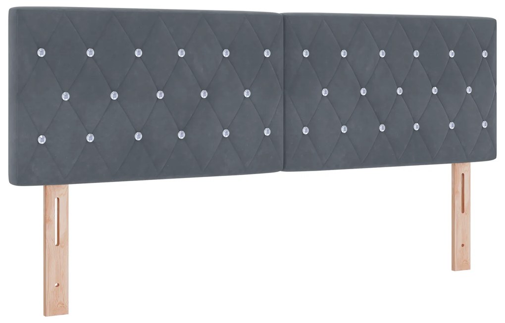 vidaXL κρεβάτι με στρώμα & LED Σκούρο Γκρι 140x200 εκ Βελούδο