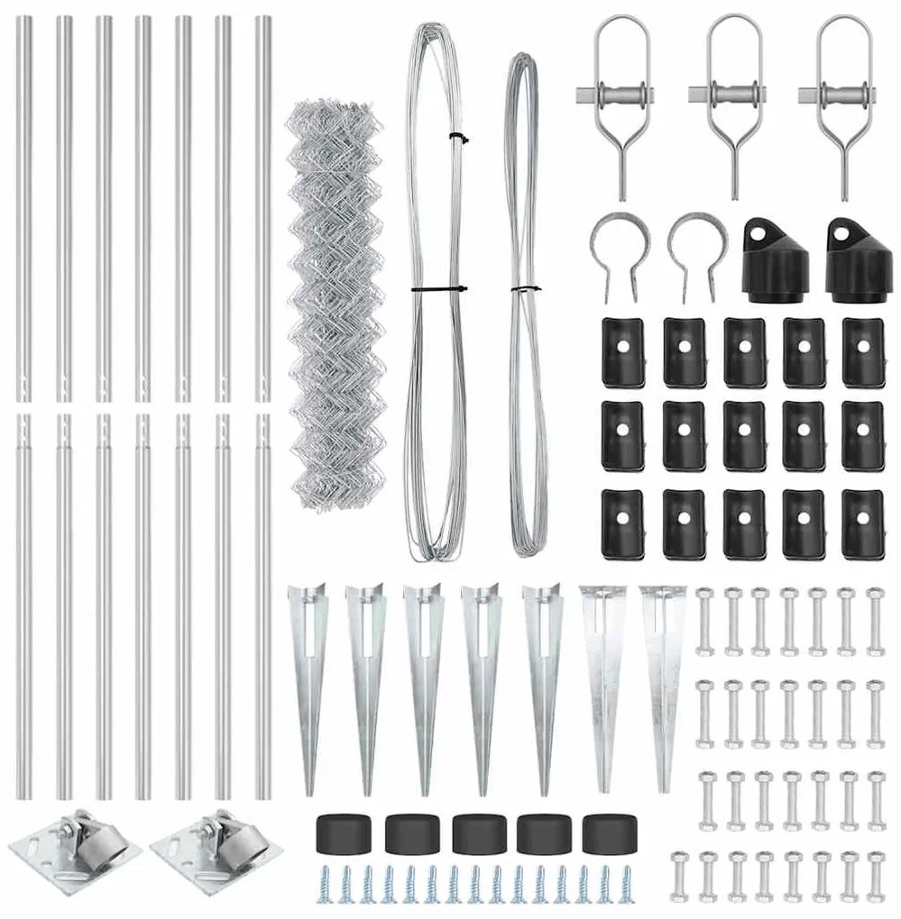 vidaXL Φράχτης από αλυσίδα με στήλες Ασημί 1.2 x 10 m Ατσάλι