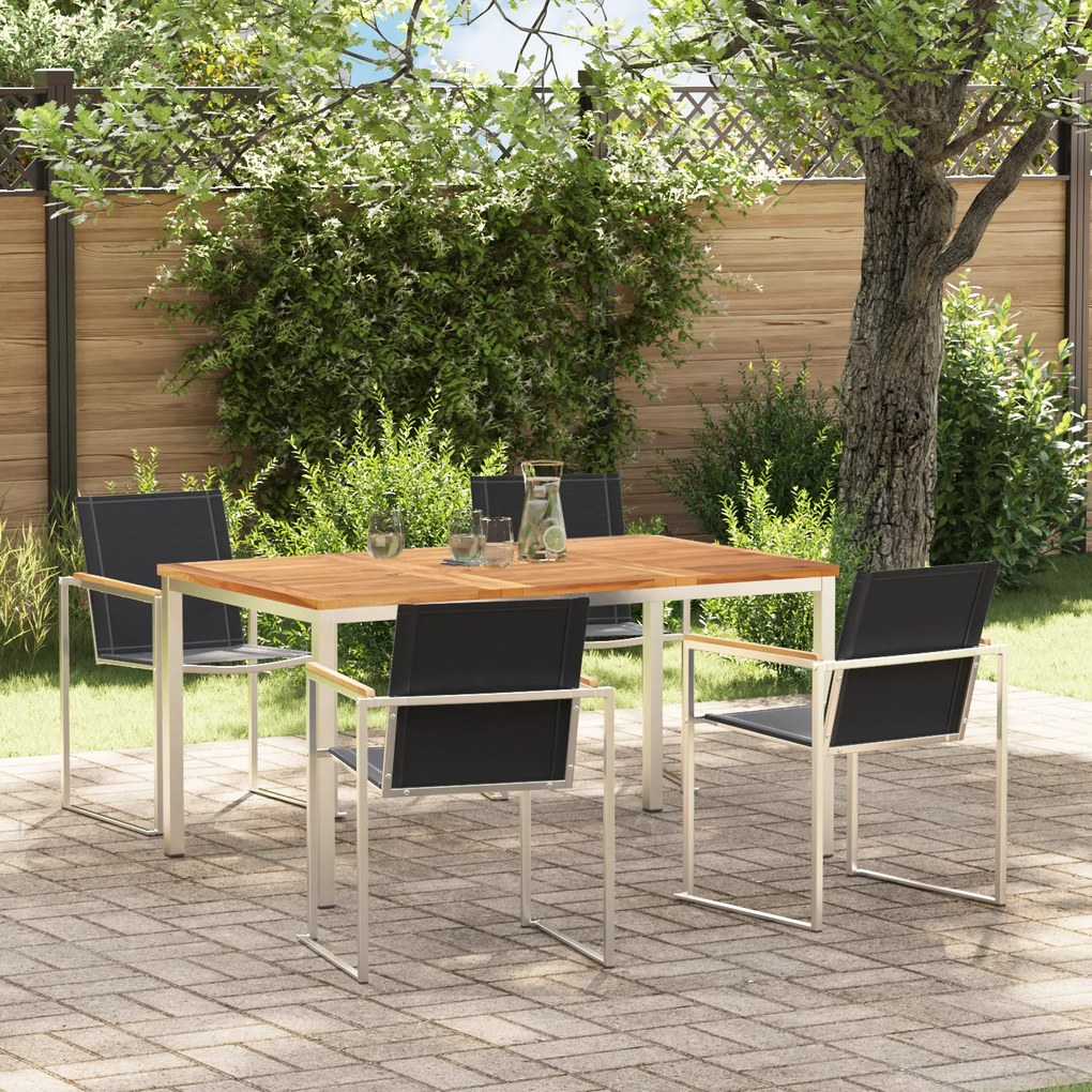 vidaXL Σετ 5 Τεμαχίων Τραπέζι Κήπου Μασίφ Ξύλο Teak