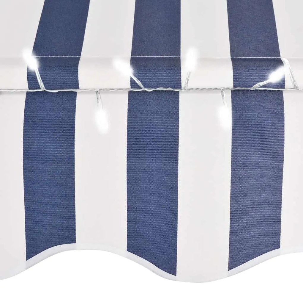 vidaXL Τέντα Συρόμενη Χειροκίνητη με LED Μπλε / Λευκό 200 εκ.