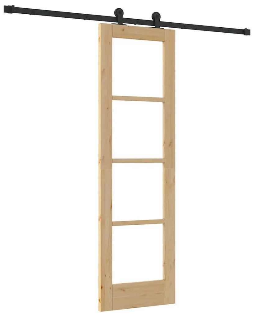 vidaXL Συρόμενη Πόρτα Καφέ 61 x 198.5 εκ. Ξύλο και μέταλλο