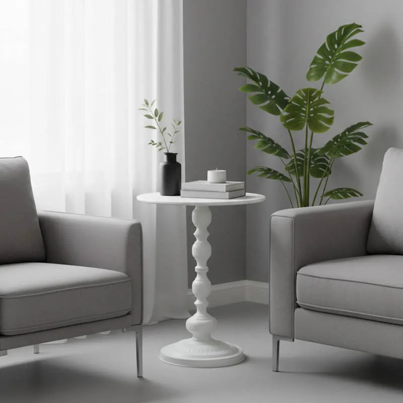 Βοηθητικό τραπέζι Anesor pakoworld μέταλλο σε κρεμ απόχρωση Φ40x52εκ