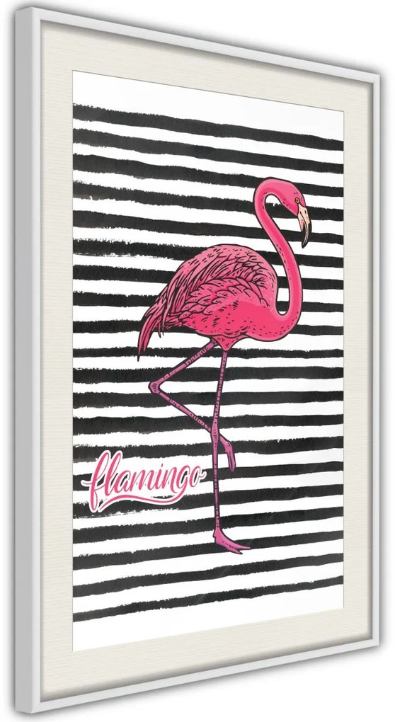 Αφίσα - Flamingo on Striped Background - 20x30 - Χρυσό - Χωρίς πασπαρτού