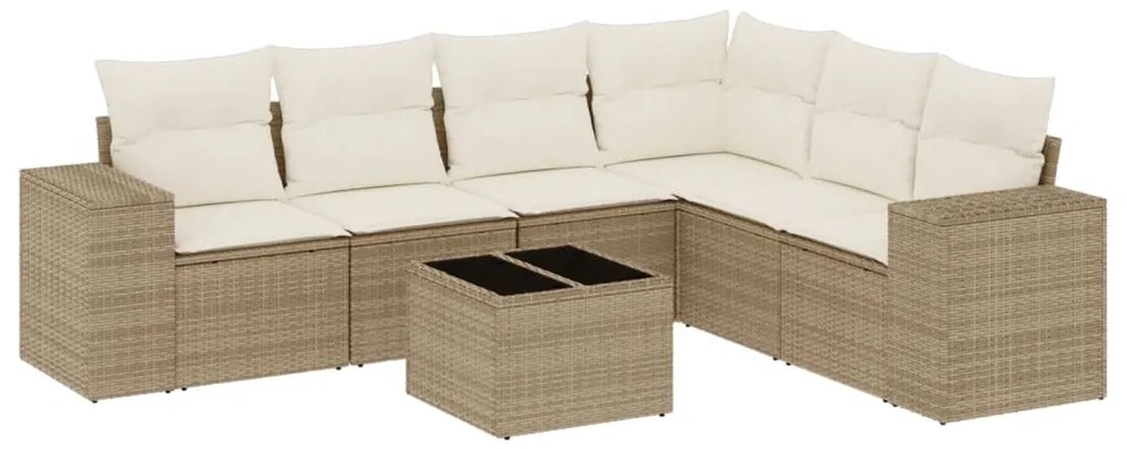 vidaXL Σαλόνι Κήπου Σετ 7 τεμ. Μπεζ Συνθετικό Ρατάν με Μαξιλάρια