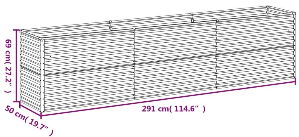 Ζαρντινιέρα 291 x 50 x 69 εκ. από Ατσάλι Σκληρυθέν στον Αέρα - Καφέ