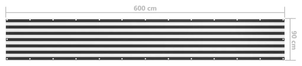 vidaXL Διαχωριστικό Βεράντας Ανθρακί/Λευκό 90 x 600 εκ. Ύφασμα Oxford