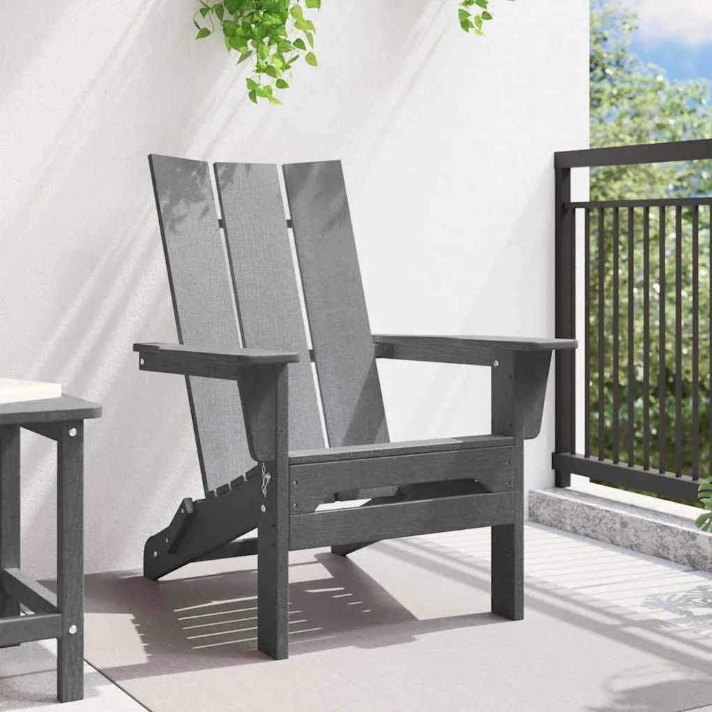 vidaXL Αναδιπλούμενη Καρέκλα Adirondack σε Ανοιχτό Γκρι, διαστάσεις 74,5x80,5x92 εκ. από HDPE.